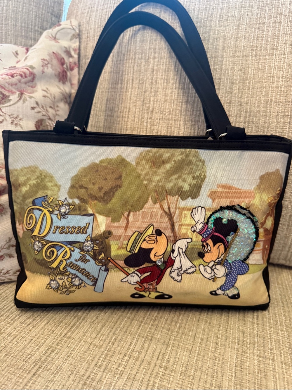 Disney Black and Cream "Dressed for Romance" Mickey & Minnie Satchel